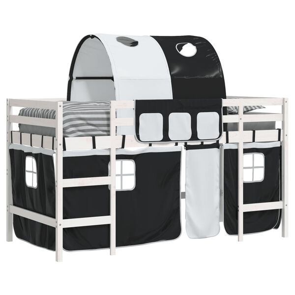 vidaXL Kids' Loft Bed with Tunnel without Mattress White&Black 90x190cm