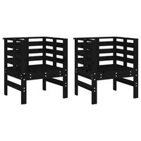 vidaXL Garden Chairs 2 pcs Black 61.5x53x71 cm Solid Wood Pine