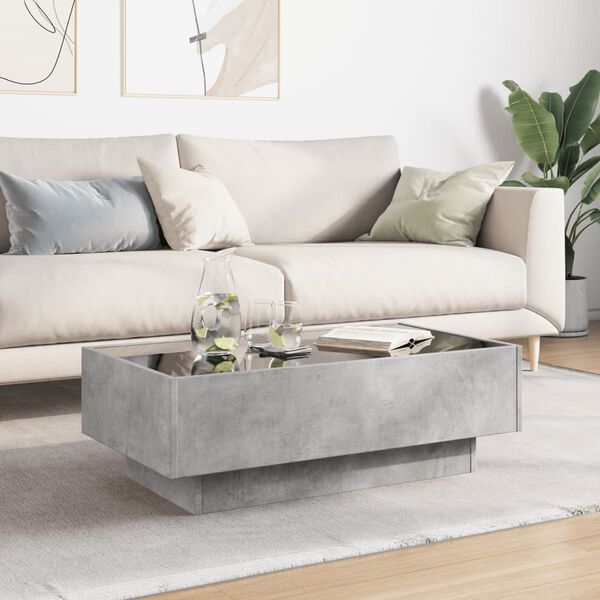 vidaXL Coffee Table with LED Concrete Grey 90x50x30 cm Engineered Wood