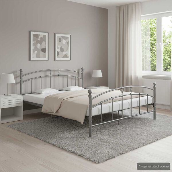 vidaXL Bed Frame without Mattress Grey Metal 160x200 cm