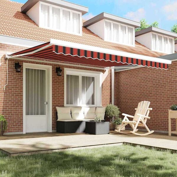 vidaXL Retractable Awning Red and Black 400 x 300 cm Fabric and Metal