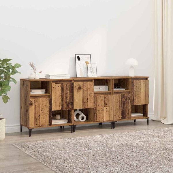 vidaXL Sideboards 3 pcs Old Wood 60 x 35 x 70 cm Engineered Wood