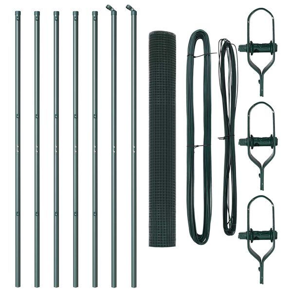 vidaXL Fence with Posts Green 1.4 x 10 m Steel