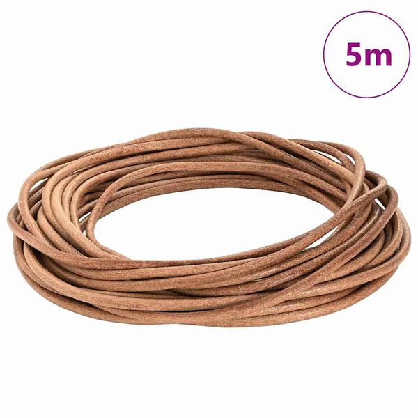 vidaXL Leather Cord Brown &Oslash;4 mm x 5 m Leather