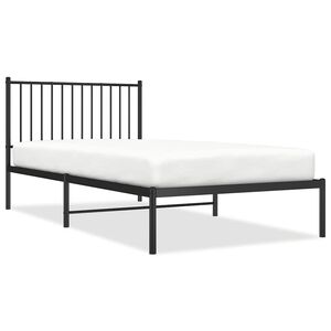 vidaXL Metal Bed Frame without Mattress with Headboard Black 100x200cm