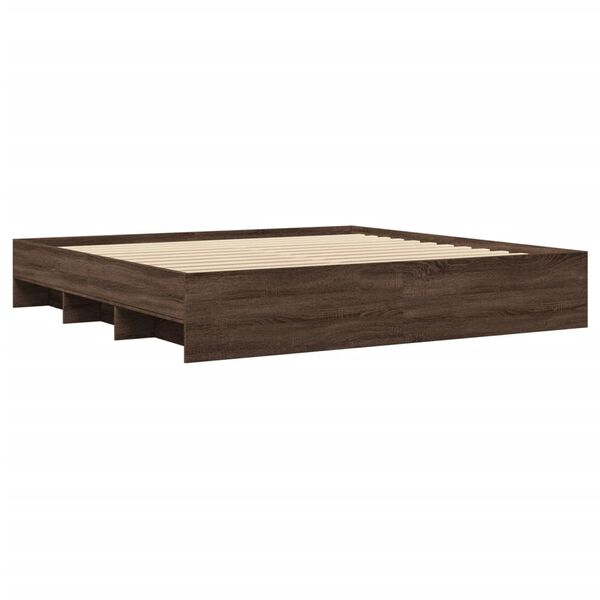 vidaXL Bed Frame without Mattress Brown Oak 200x200 cm Engineered Wood