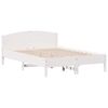 vidaXL Bed Frame | White | Solid Pine Wood, Plywood | Double | Modern
