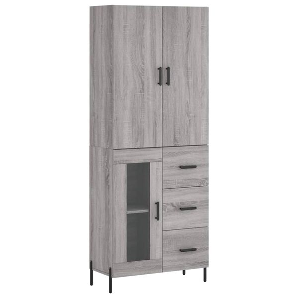 vidaXL Highboard Grey Sonoma 69.5x34x180 cm Engineered Wood