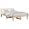 vidaXL Bed Frame with Headboard Natural 135 x 190 cm Solid Pine Wood