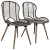 vidaXL Dining Chair | Set of 2 | Brown | Natural rattan and wood | Standard