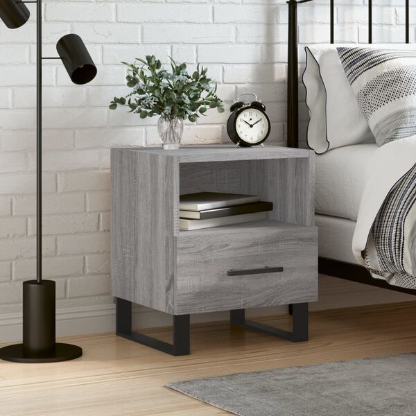 vidaXL Bedside Cabinet Grey Sonoma 40x35x47.5 cm Engineered Wood