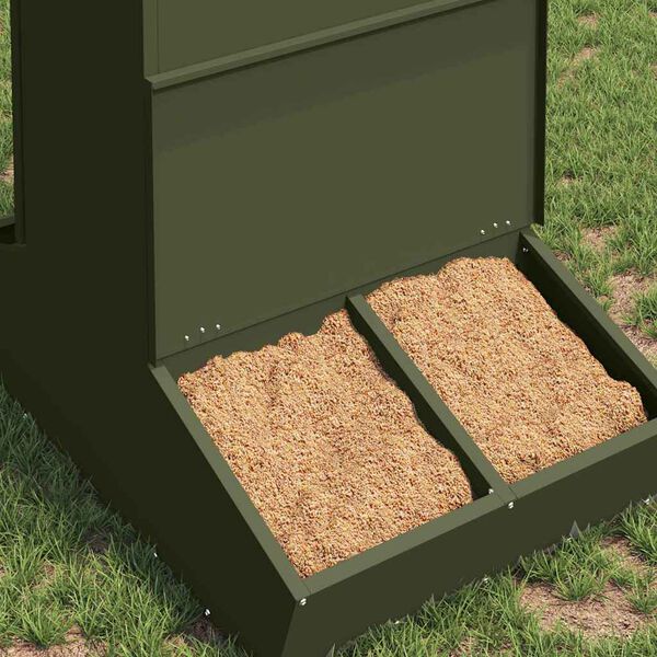 vidaXL Pig Feeder Olive Green 82 x 51 x 91.5 cm Cold-Rolled Steel
