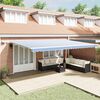 vidaXL Retractable Awning Manual Blue and White 600 x 300 cm