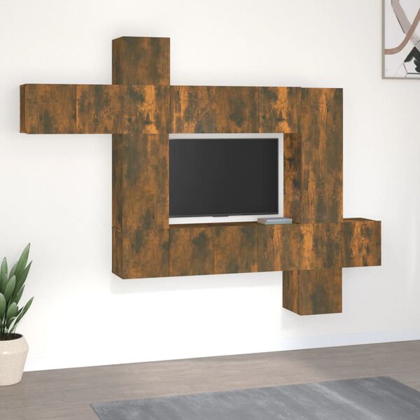 vidaXL 10 Piece TV Cabinet Set Smoked Oak Engineered Wood