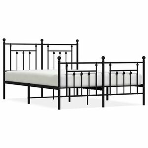 vidaXL Metal Bed Frame without Mattress with Footboard Black 150x200cm