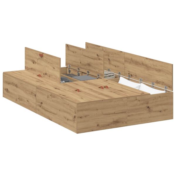 vidaXL Storage Bed Frame Artisan Oak 120 x 200 cm Engineered Wood