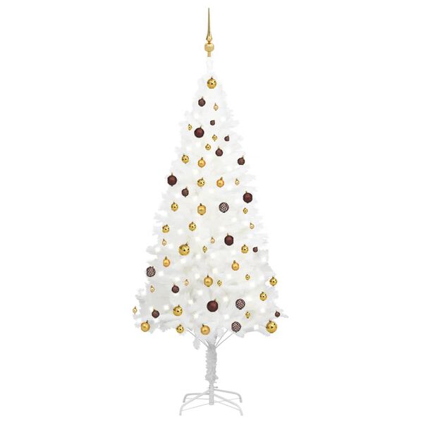 vidaXL Artificial Pre-lit Christmas Tree with Ball Set White 210 cm