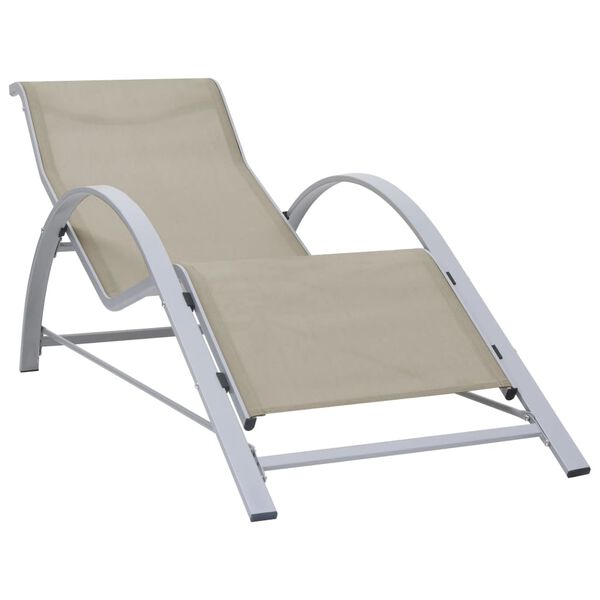 vidaXL Sun Loungers 2 pcs with Table Aluminium Cream