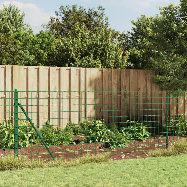 vidaXL Wire Mesh Fence with Flange Green 1x10 m