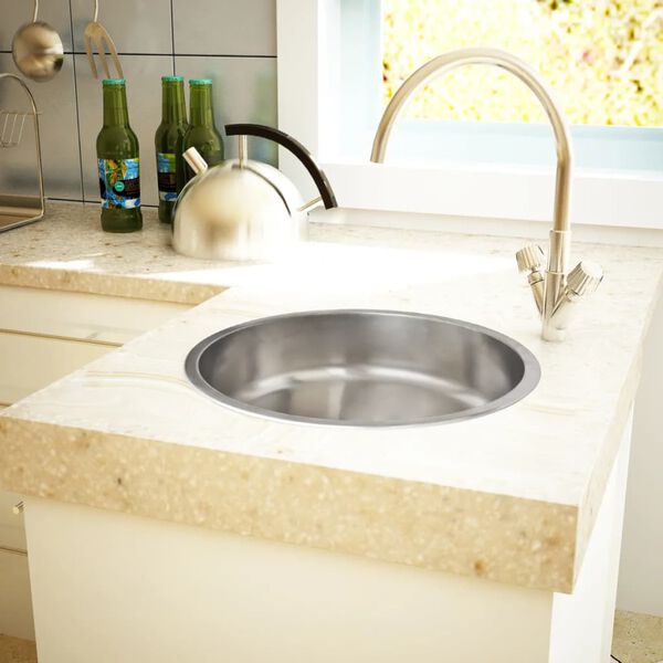 Round Sink Stainless Steel 43cm With Drain