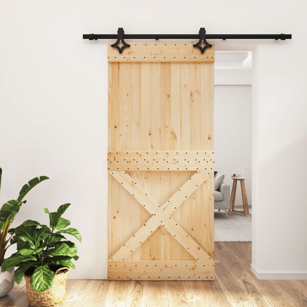 vidaXL Sliding Door with Hardware Set 95x210 cm Solid Wood Pine