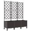 vidaXL Garden Planter with Trellis&Wheels 3 pcs Brown PP
