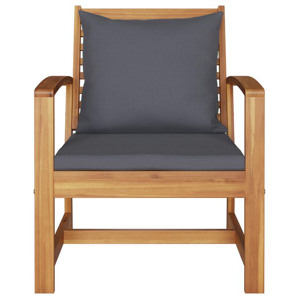 vidaXL Chair with Cushion 2 pcs Brown and Dark Grey 65 x 60 x 76.5 cm