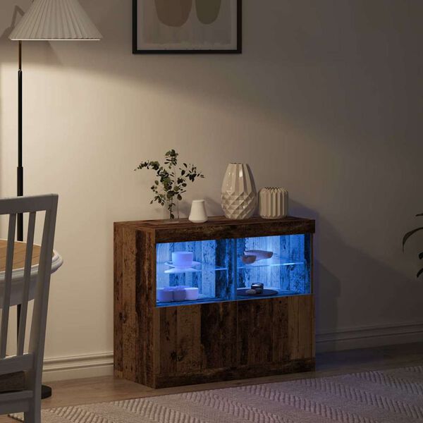 vidaXL LED Sideboard Brown 81 x 37 x 66.5 cm Engineered Wood