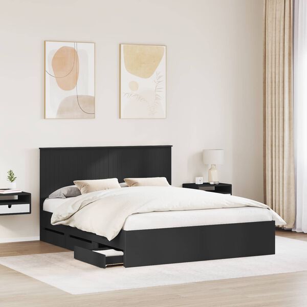 vidaXL Bed Frame with Headboard Black 160 x 200 cm Engineer Wood