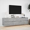 vidaXL TV Wall Cabinet with LED Concrete Grey 180x31x45 cm