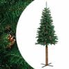 vidaXL Slim Christmas Tree with Real Wood and Cones Green 180 cm PVC