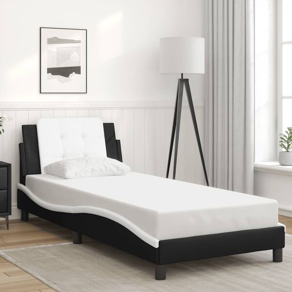 vidaXL Bed Frame without Mattress "Zadar" Black and White 90x200 cm Faux Leather