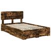 vidaXL Bed Frame with Drawer Smoked Oak 120 x 190 cm Engineered Wood