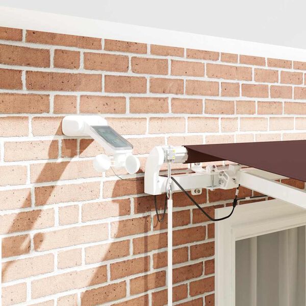 vidaXL Automatic Retractable Awning with LED Brown 300x250 cm
