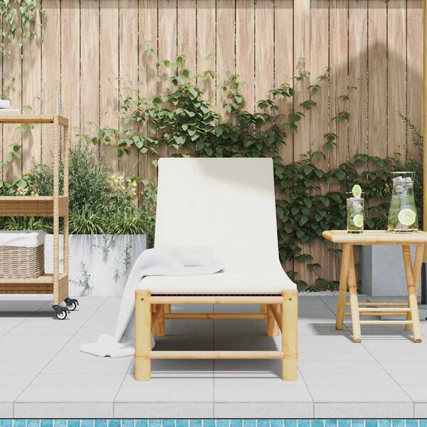 vidaXL Sun Lounger with Cushions 55x199x30 cm Bamboo