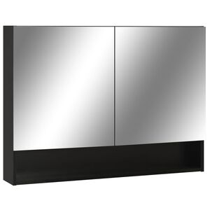 vidaXL Mirror Cabinet | Black and silver | MDF with melamine surface, glass