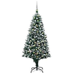vidaXL Christmas Tree | Green and white | PVC, Steel, Plastic | 7ft
