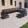 vidaXL 10 Piece Garden Lounge Set Black Solid Pinewood