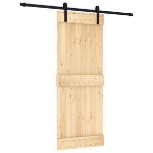 vidaXL Sliding Door Natural and Black 80 x 210 cm Solid Pine Wood