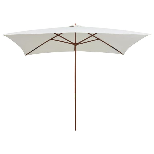 vidaXL Garden Parasol 200x300 cm Wooden Pole Cream White