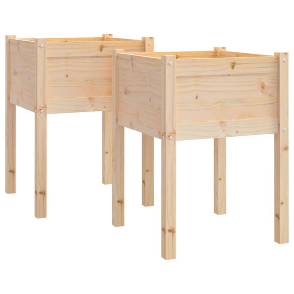 vidaXL Garden Planters 2 pcs 50x50x70 cm Solid Pinewood