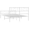 vidaXL Metal Bed Frame without Mattress with Footboard White 140x190cm