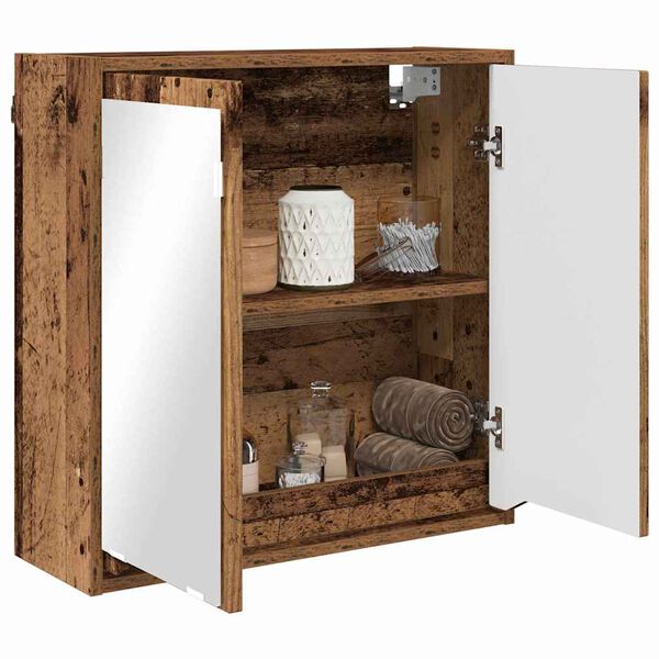 vidaXL Bathroom Mirror Cabinet with Shelf Old Wood 60 x 20 x 60 cm