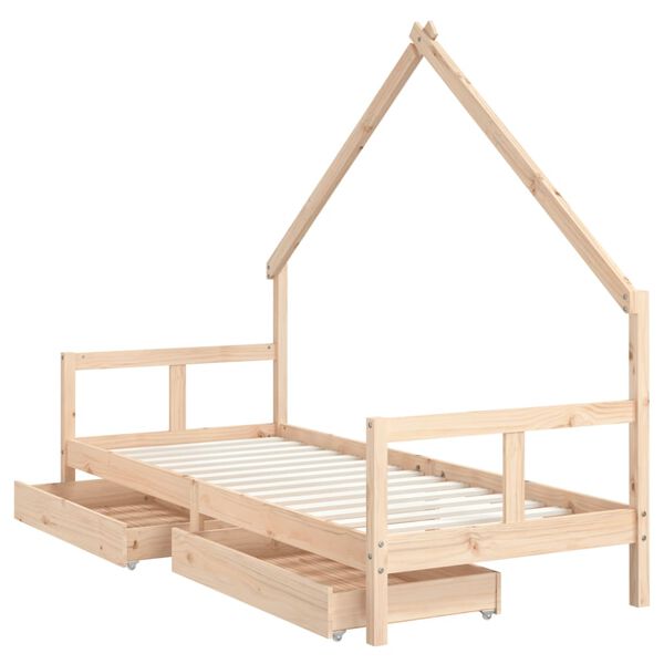 vidaXL Kids Bed Frame with Drawers 80x200 cm Solid Wood Pine
