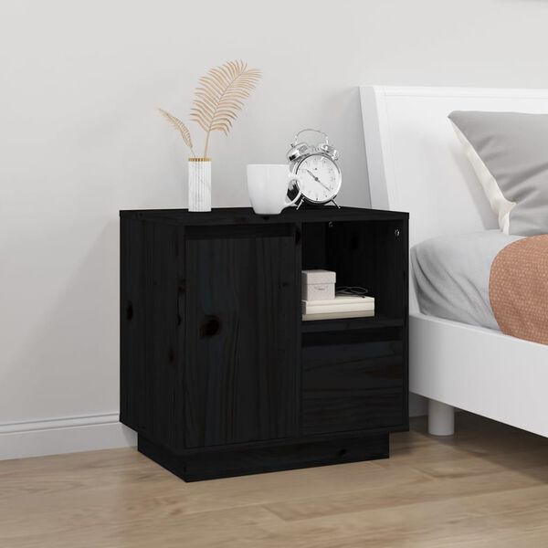 vidaXL Bedside Cabinets 2 pcs Black 50x34x50 cm Solid Wood Pine