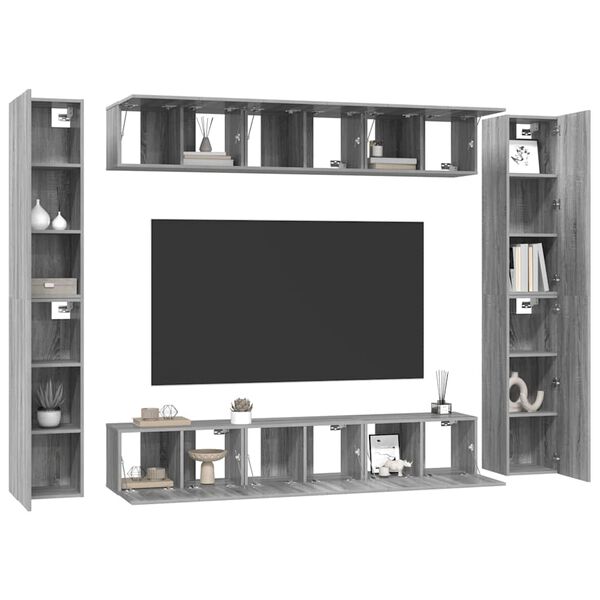 vidaXL 10 Piece TV Cabinet Set Grey Sonoma Engineered Wood