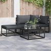 vidaXL Garden Sofa Set with Cushion 3 pcs Black Aluminium