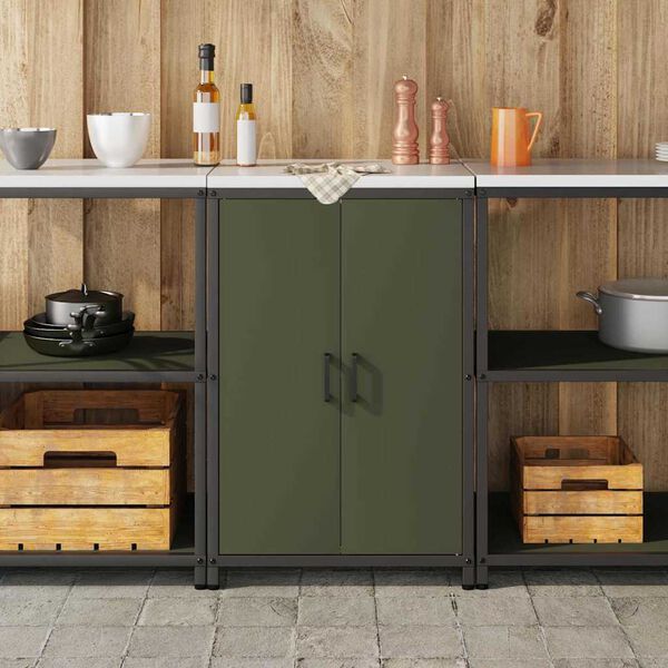 vidaXL Kitchen Storage with Shelf Olive Green 60 x 50 x 92 cm Steel