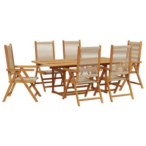 vidaXL 7 Piece Garden Dining Set Beige Polypropylene and Solid Wood
