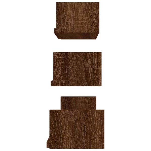 vidaXL Wall Display Shelves 3 pcs Brown Oak Engineered Wood